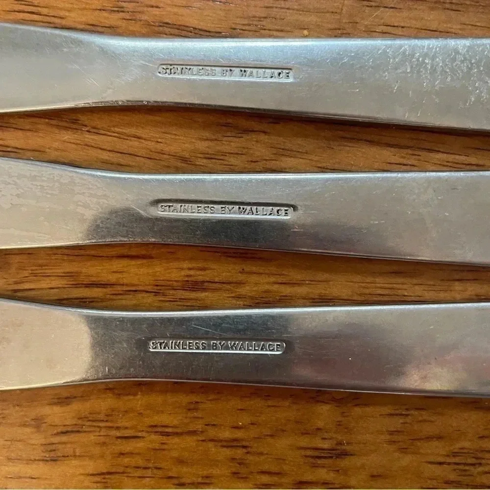 Vintage Stainless Wallace Floral Flatware Boho‎ - 3 Large Spoons 3 Dinner Knives